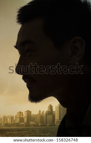Silhouette and profile of young man