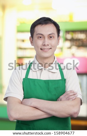 Portrait of grocery store clerk