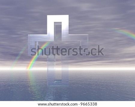Crystal Textured Cross with Rainbow