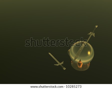 Medieval Crystal Ball with Swords