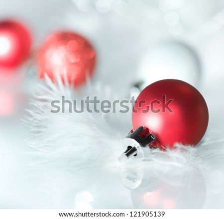 spheres against white and red background
