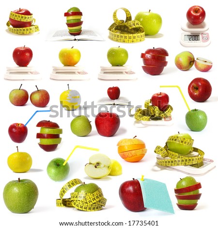 Big collection of  apples isolated on a white background