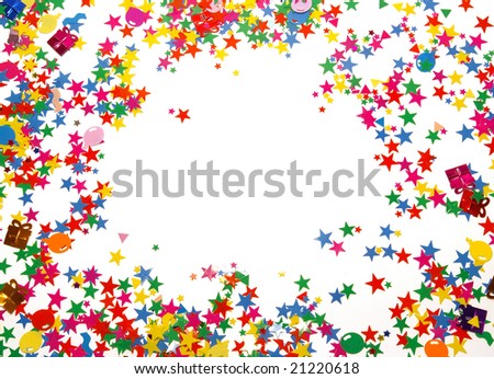Colored confetti isolated on a white background