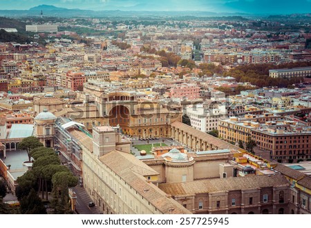 Travel Photography: Cityscape View on the Vatican Museum of Rome. Italy