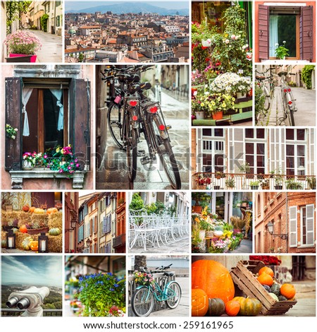 Collage of photos beautiful views of European cities