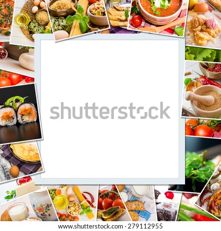 Frame photos of food on white