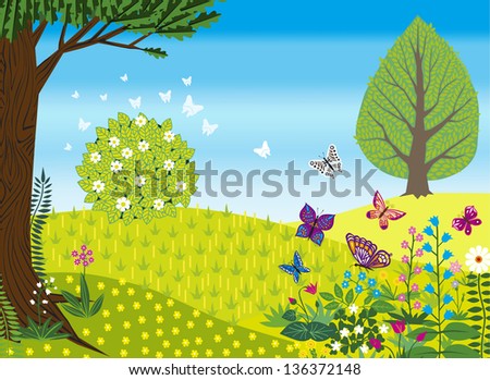 nature, landscape, background, spring, children\'s, wood, glade