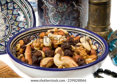 A mixture of nuts popular in Arabian countries