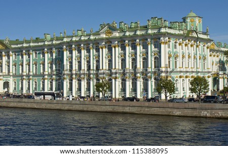 St. Petersburg, Russia: Winter palace (Hermitage museum), view from river Neva.
