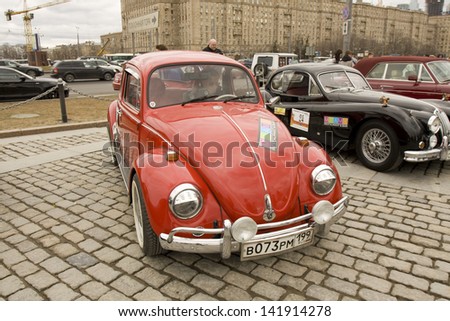 MOSCOW - APRIL 21: retro car volkswagen on rally of classical cars on Poklonnaya hill,  April 21, 2013, in town Moscow, Russia.