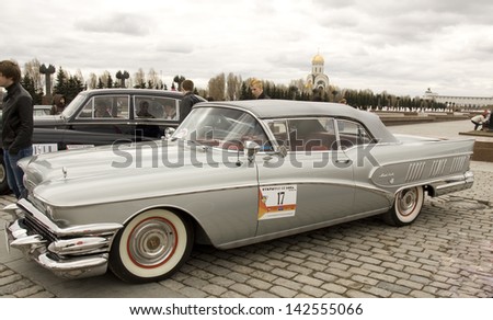 MOSCOW - APRIL 21: retro car cadillac on rally of classical cars on Poklonnaya hill,  April 21, 2013, in town Moscow, Russia.
