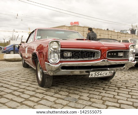 MOSCOW - APRIL 21: retro car pontiac gto on rally of classical cars on Poklonnaya hill,  April 21, 2013, in town Moscow, Russia.