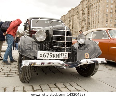 MOSCOW - APRIL 21: Russian retro car Emka (GAS M1) on rally of classical cars on Poklonnaya hill,  April 21, 2013, in town Moscow, Russia.