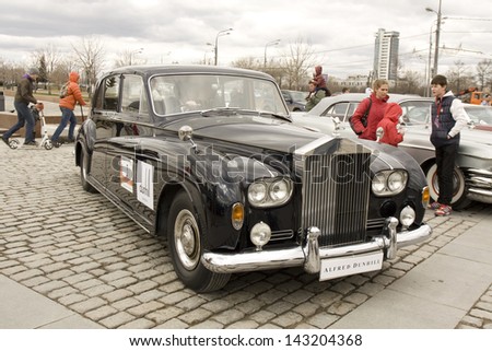 MOSCOW - APRIL 21: retro car rolls royce on rally of classical cars on Poklonnaya hill,  April 21, 2013, in town Moscow, Russia.