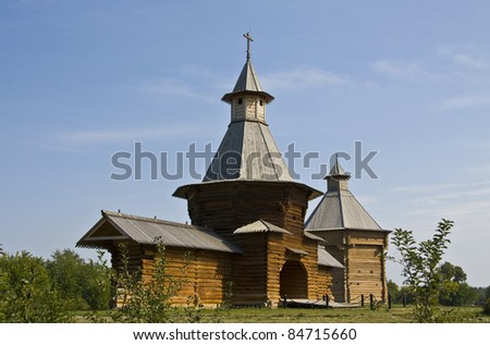 Moscow, middle ages wooden churchs in outdoors museum of wooden architecture Kolomenskoye.
