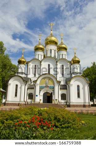 Saint Nicholas cathedral in Saint Nicholas orthodox convent inn town Pereslavl - Zalesskiy, Russia.