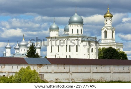 Saint George cathedral in Saint George orthodox monastery  near town Great Novgorod in Russia.