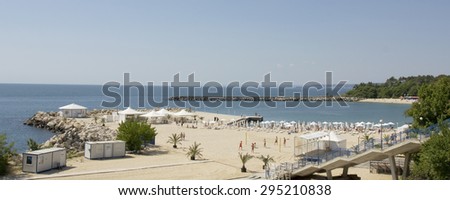 SAINTS CONSTANTINE AND HELEN, BULGARIA - MAY 30, 2015: beach of hotel complex \