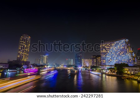 BANGKOK,THAILAND - 1 January 2014 :Chao Phraya is a major river in Thailand, with its low alluvial plain forming the centre of the country. It flows through Bangkok and then into the Gulf of Thailand.