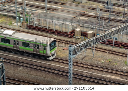TOKYO,JAPAN - 9 May 2015 :Trains are a very convenient way for visitors to travel around Japan .About 70 percent of Japan\'s railway network is owned and operated by the Japan Railways (JR).