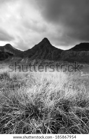 Mountain landscape with contrasting scene before the storm