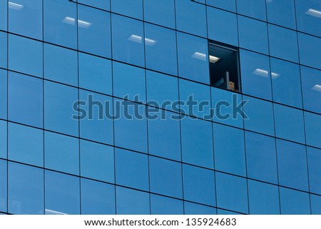 Missing glass pane in a high rise building