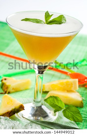 Drink with peach and pineapple