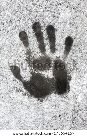 One human footprint on ice