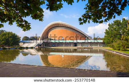 - GERMANY - OCTOBER 01. Haus der Kulturen der Welt - House of the Cultures of the World. Known as conference hall, a gift from  United States, designed in 1957.  Berlin, Germany - October 01, 2014.