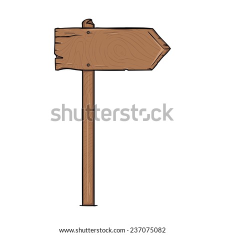 Vector Single Cartoon Wooden Signpost - 237075082 : Shutterstock