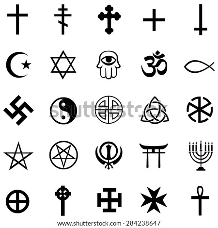 Vector Set of Black Religious Symbols