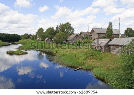 North russian village by a river