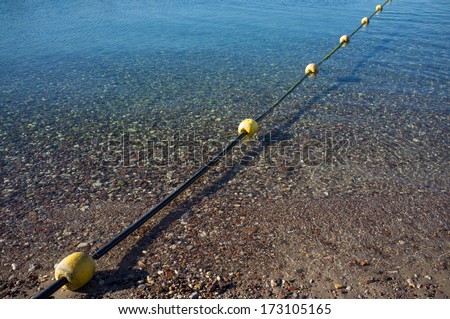 Safety swimming lane marker at sea