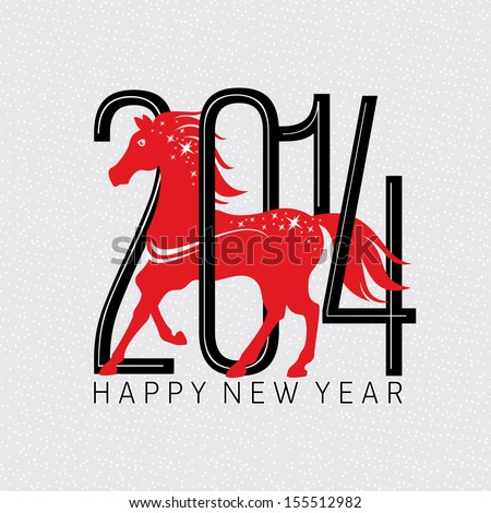 Year Of The Horse Card Vector Illustration
