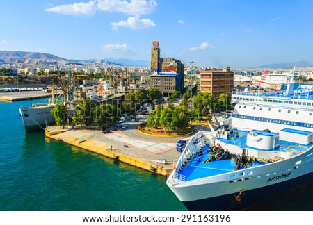 PIRAEUS, ATHENS, GREECE - JUNE 12: Port of Piraeus, Athens, Greece on June 12, 2015. The port of Piraeus is the largest passenger port in Europe and the third largest in the world.