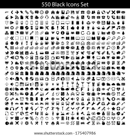 550 Black Icons Set 550 Black Icons Set