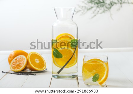 Fruit Infused Water. Selective focus and small depth of field.