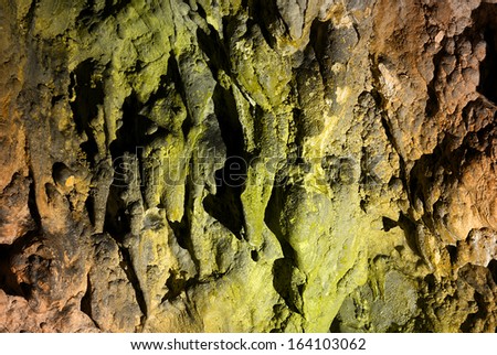 Limestone wall in a cave - background, texture