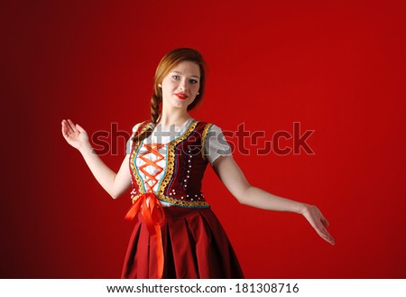 Young beautiful woman in Polish folk costume