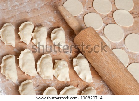 Raw dumplings in preparation