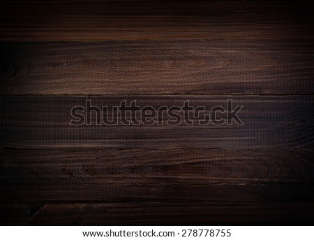 Old dark brown wooden boards with vignette
