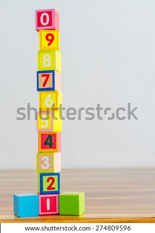 wooden toy cubes with numbers.