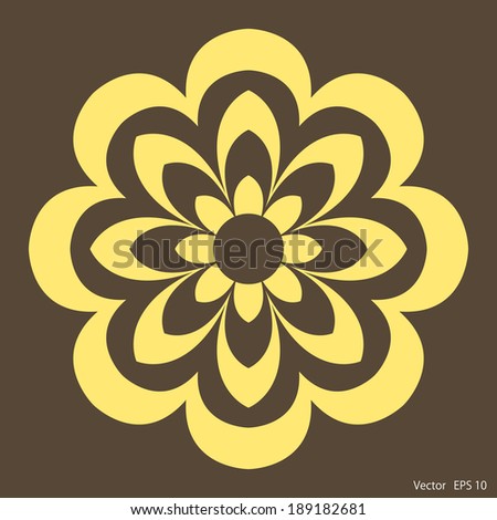 flower, yellow, on a dark background, bright, vector