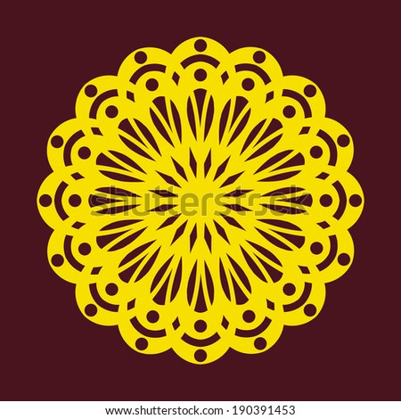 flower, yellow on a burgundy background with patterns, background