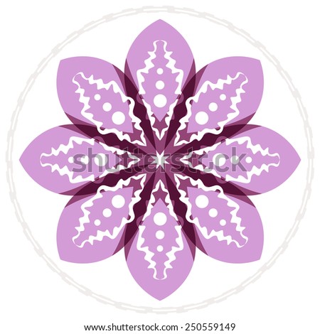 flower, purple, white pattern with circles, vector