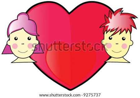 Pink-Yellow Flowery Entangled Love Hearts Valentine Clip-art