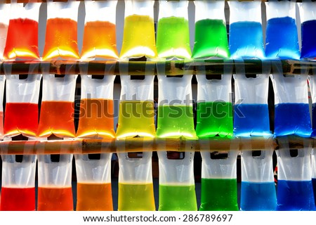 colorful water in plastic bag, for background