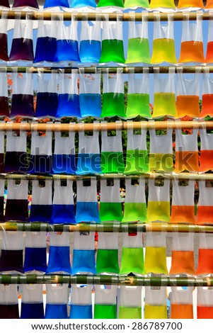 colorful water in plastic bag, for background
