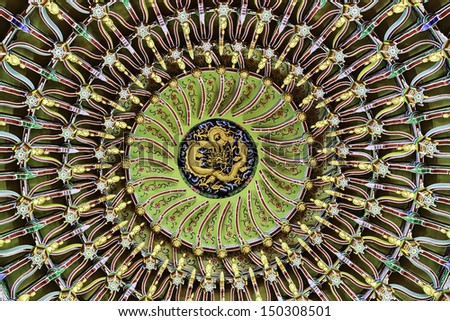 Abstract Ceiling Design in an Oriental Temple