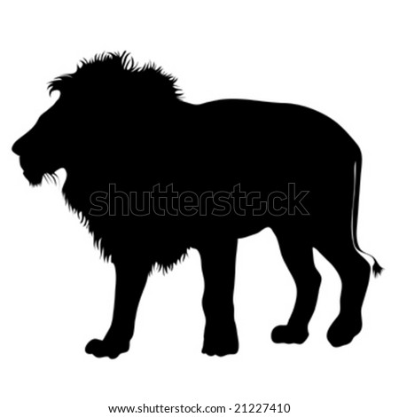 Black Silhouette Lion On White